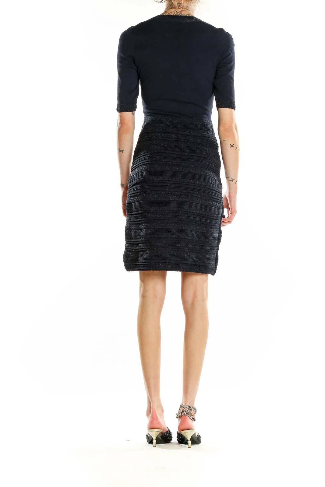 Black Textured Bodycon Dress